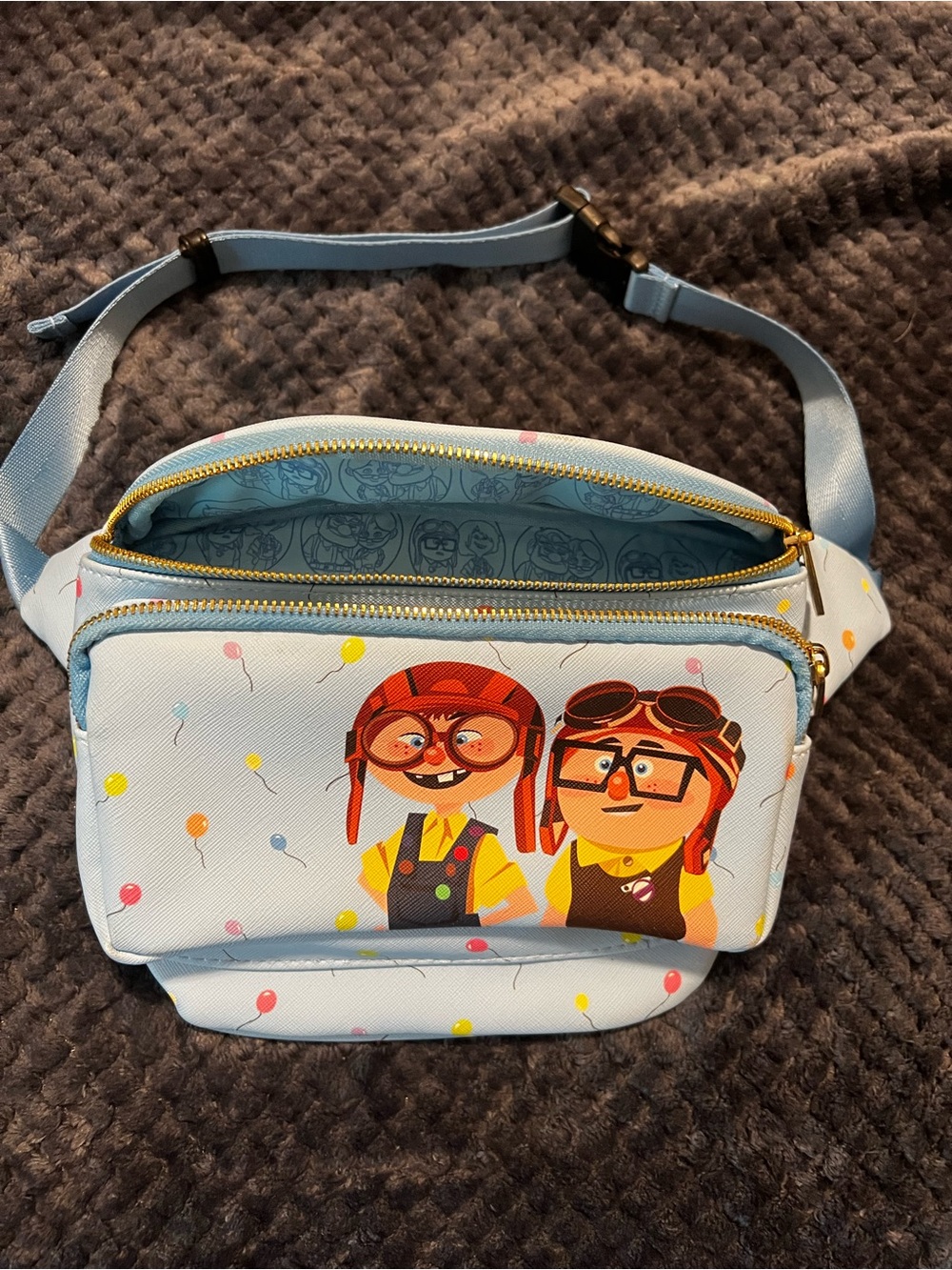 Loungefly Light Blue Up Balloon Pilots Crossbody Bag